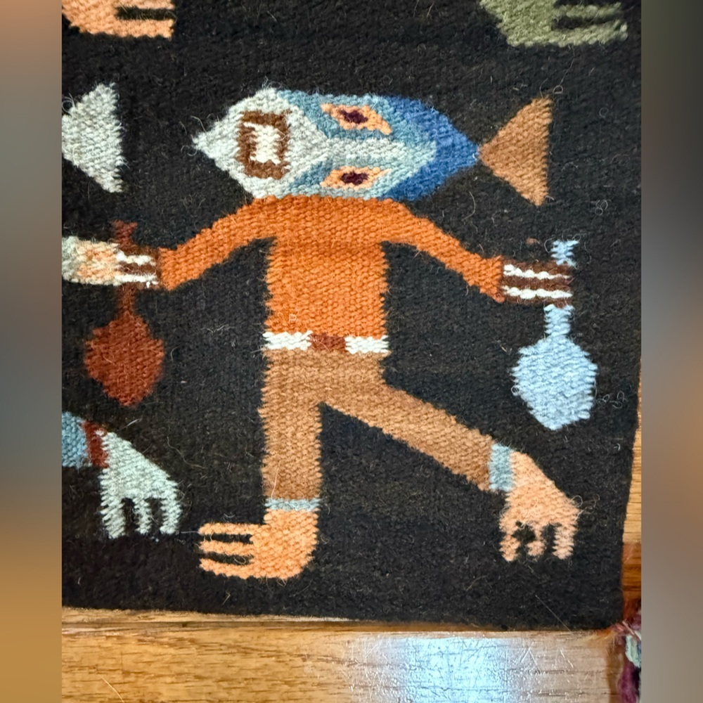 Vintage Peruvian Connection Wool Fish-Head People Tote Bag Handmade EUC - Picture 6 of 13